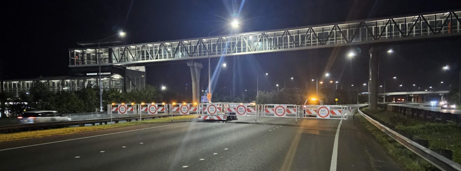 Barrier at night
