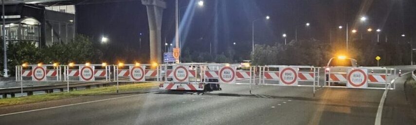 Barrier at night