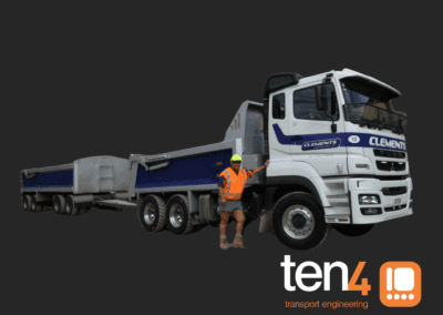 Bathtub tipper truck with proud owner from Clements standing in front