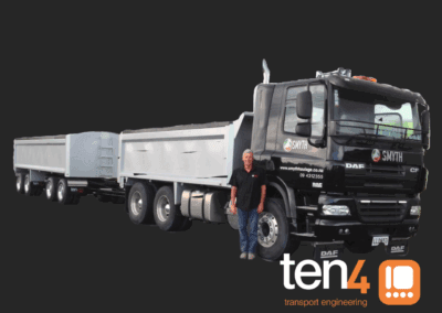 Smyth Transport Truck with happy customer